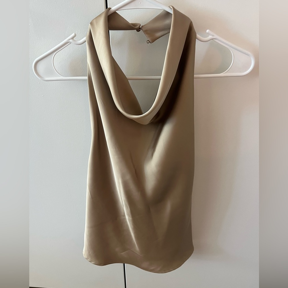 Zara Tan Cowl Neck Tank Top